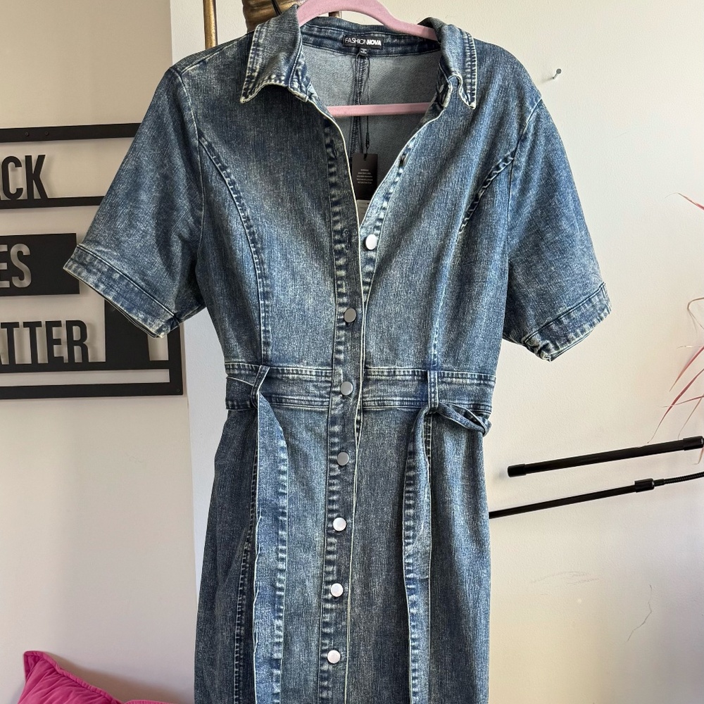 Jean Button Down Midi Dress
